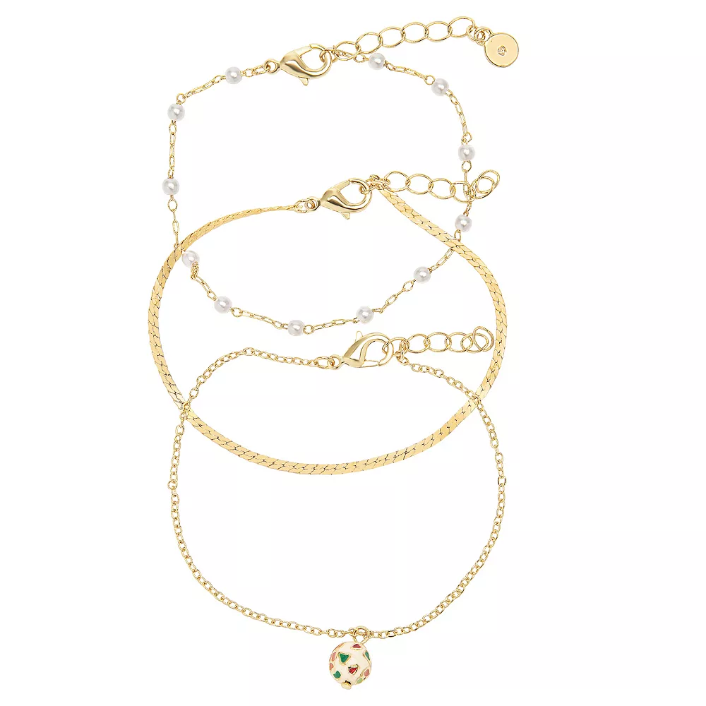 LC Lauren Conrad 3 Pack Organic Pearl & Enamel Bracelet Set 4 LC Lauren Conrad 3 Pack Organic Pearl & Enamel Bracelet Set - Image 2