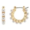 LC Lauren Conrad Gold Pearl Mini Hoop Earrings -Fashion Women 5778661