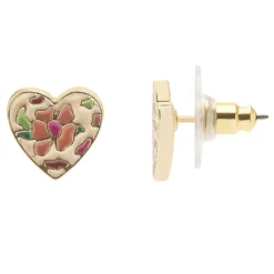 LC Lauren Conrad Floral Enamel Heart Stud Earrings