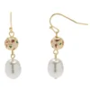 LC Lauren Conrad Floral Enamel Bead & Pearl Drop Earrings -Fashion Women 5778670