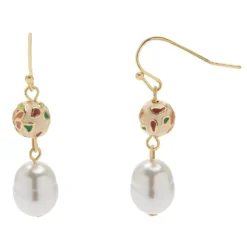 LC Lauren Conrad Floral Enamel Bead & Pearl Drop Earrings