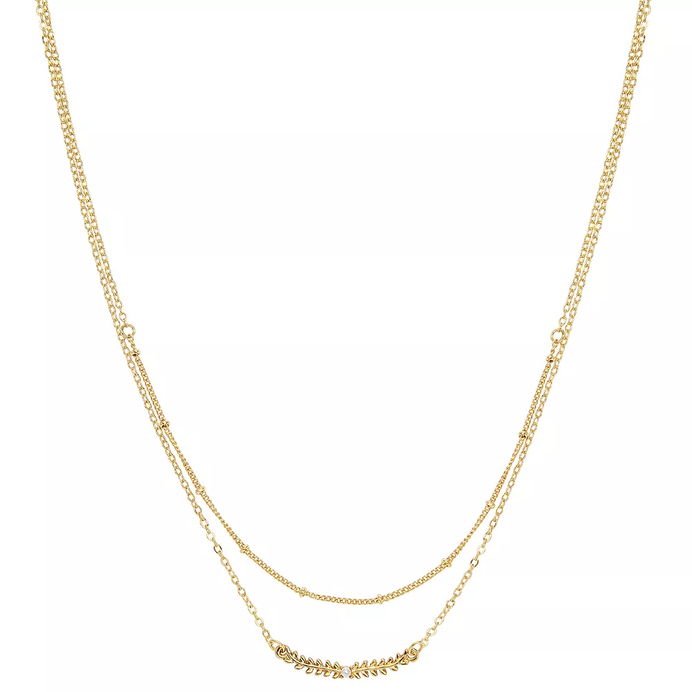 LC Lauren Conrad 2 Row Vined With Pearl Accent Bar Pendant Necklace 3 LC Lauren Conrad 2 Row Vined With Pearl Accent Bar Pendant Necklace