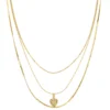 LC Lauren Conrad 3 Row Multi Chained Heart Pendant Necklace -Fashion Women 5778676