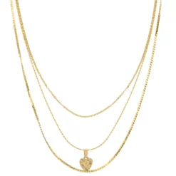 LC Lauren Conrad 3 Row Multi Chained Heart Pendant Necklace