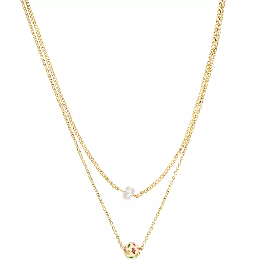 LC Lauren Conrad 2 Row Pearl & Floral Enamel Bead Necklace 3 LC Lauren Conrad 2 Row Pearl & Floral Enamel Bead Necklace