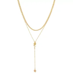 LC Lauren Conrad 2 Row Rose & Floral Enamel Bead Y Necklace