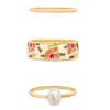 LC Lauren Conrad 3 Pack Pearl & Floral Enamel Ring Set -Fashion Women 5778688