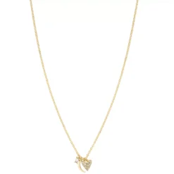 LC Lauren Conrad Gold Tone Crystal Baguette, Moon, & Heart Charms Necklace