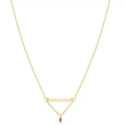 LC Lauren Conrad Gold Tone Pink Crystal Heart Bar Pendant Necklace