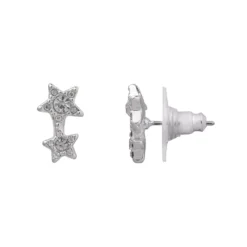 LC Lauren Conrad Silver Tone Delicate Double Pave Star Nickel Free Drop Earrings