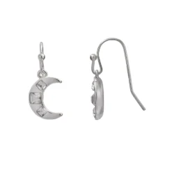 LC Lauren Conrad Silver Tone Simulated Crystal Moon Nickel Free Drop Earrings