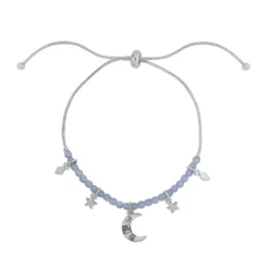 LC Lauren Conrad Silver Tone Simulated Crystal Celestial Charm Nickel Free Pull Tie Bracelet