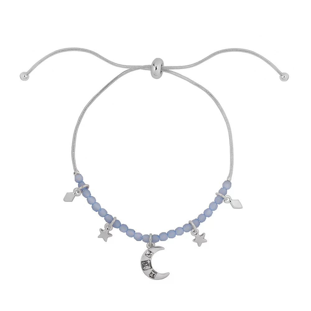 LC Lauren Conrad Silver Tone Simulated Crystal Celestial Charm Nickel Free Pull Tie Bracelet 3 LC Lauren Conrad Silver Tone Simulated Crystal Celestial Charm Nickel Free Pull Tie Bracelet