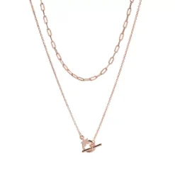 LC Lauren Conrad Rose Gold Tone Two Row Chain And Star Nickel Free Toggle Necklace