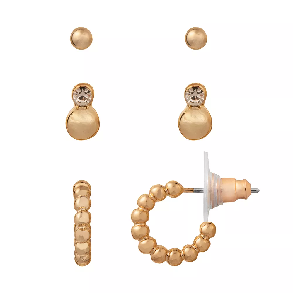LC Lauren Conrad Gold Tone Clean Metal Balls Nickel Free Earring Set 3 LC Lauren Conrad Gold Tone Clean Metal Balls Nickel Free Earring Set