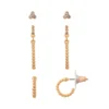 LC Lauren Conrad Gold Tone Clean Metal Balls With Simulated Crystal Earring Nickel Free Set -Fashion Women 5779819