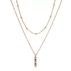 LC Lauren Conrad Gold Tone Two Row Simulated Crystal And Metal Ball Nickel Free Pendant Necklace