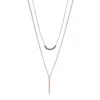 LC Lauren Conrad Rose Gold Tone Two Row Metal Ball Bead And Bar Long Nickel Free Pendant Necklace -Fashion Women 5779836