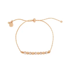 LC Lauren Conrad Gold Tone Simulated Crystal And Metal Ball Bar Nickel Free Pull Tie Bracelet