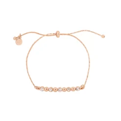 LC Lauren Conrad Rose Gold Tone Simulated Crystal And Metal Ball Bar Nickel Free Pull Tie Bracelet