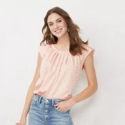Petite LC Lauren Conrad Pleated Peasant Top