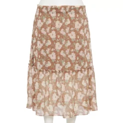 Plus Size LC Lauren Conrad Floral Ruffle Midi Skirt