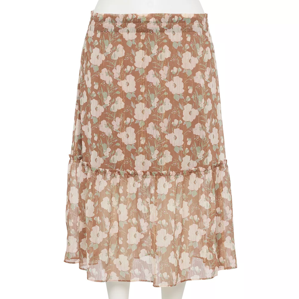 Plus Size LC Lauren Conrad Floral Ruffle Midi Skirt 3 Plus Size LC Lauren Conrad Floral Ruffle Midi Skirt