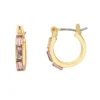 LC Lauren Conrad Crystal Baguette Huggie Earrings -Fashion Women 5817616 Gold Tone Pink