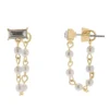 LC Lauren Conrad Gold Tone Crystal & Simulated Pearl Chain Front-to-Back Earrings 1 LC Lauren Conrad Gold Tone Crystal & Simulated Pearl Chain Front-to-Back Earrings -Fashion Women 5817620