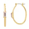 LC Lauren Conrad Crystal Baguette Oval Hoop Earrings -Fashion Women 5817623 Gold Tone Pink