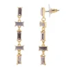 LC Lauren Conrad Crystal Baguette Linear Drop Earrings -Fashion Women 5817634 Gold Tone Pink