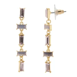 LC Lauren Conrad Crystal Baguette Linear Drop Earrings