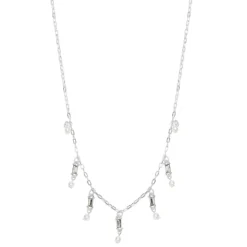 LC Lauren Conrad Clear Baguette And Simulated Pearls Shaky Necklace