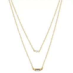 LC Lauren Conrad Gold Tone 2 Row Clear Baguette And Simulated Pearl Necklace