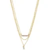 LC Lauren Conrad Gold Tone 3 Row Pink Baguettes Bar And Pendant Necklace -Fashion Women 5817643