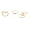 LC Lauren Conrad Gold Tone Clear Baguettes And Simulated Pearls Multi Ring Set -Fashion Women 5817645