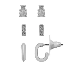 LC Lauren Conrad Silver Tone Stud & Hoop Earrings Trio Set