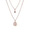 LC Lauren Conrad Rose Gold Tone Teardrop & Halo Pendant Layered Necklace -Fashion Women 5818221