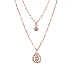 LC Lauren Conrad Rose Gold Tone Teardrop & Halo Pendant Layered Necklace