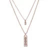 LC Lauren Conrad Rose Gold Tone Openwork Baguette Pendant Layered Necklace -Fashion Women 5818222