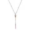 LC Lauren Conrad Rose Gold Tone Crystal & Drop Bar Y Necklace