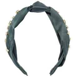 LC Lauren Conrad Green & Mixed Stones Top Knot Headband