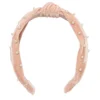 LC Lauren Conrad Pink Velvet With Simulated Pearls Top Knot Headband -Fashion Women 5819318