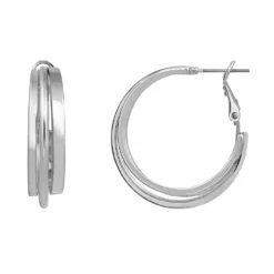 LC Lauren Conrad Silver Tone Smooth Triple Hoop Nickel Free Earrings