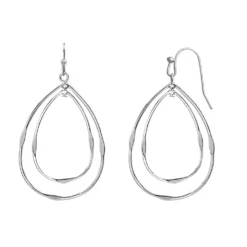 LC Lauren Conrad Silver Tone Nested Teardrop Shape Nickel Free Drop Earrings