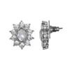 LC Lauren Conrad Silver Tone Opal Oval Flower Nickel Free Button Earrings -Fashion Women 5827816
