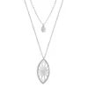 LC Lauren Conrad Silver Tone Two Row Pave Filigree Long Nickel Free Pendant Necklace -Fashion Women 5827821