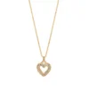 LC Lauren Conrad Gold Tone Thick Pave Heart Nickel Free Pendant Necklace -Fashion Women 5827824