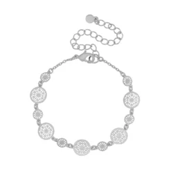 LC Lauren Conrad Silver Tone Filigree Disk Nickel Free Clasp Bracelet