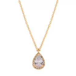LC Lauren Conrad Gold Tone Short Simulated Crystal Teardrop Nickel Free Pendant Necklace